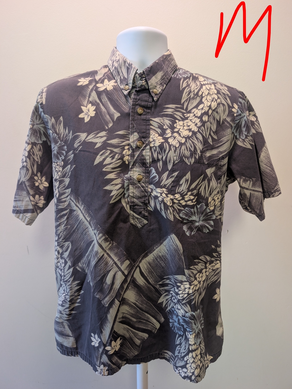 Casual Short-Sleeve Button-Down Floral Shirt - Purple